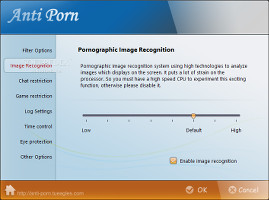 Showing the image recognition settings in Anti-Porn